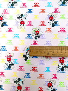 Cartoon Mickey Fabric Chanel Leather Vinyl for Custom DIY Crafts Gift Upholstery