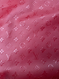 Classic Burgundy LV Embossed Leather Fabric for Upholstery DIY Custom Car Seat Sneakers Furniture Design