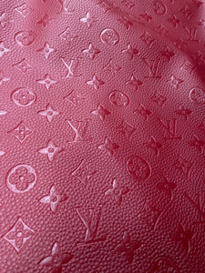 Classic Burgundy LV Embossed Leather Fabric for Upholstery DIY Custom Car Seat Sneakers Furniture Design