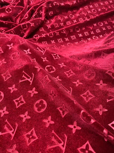 Burgundy Louis Vuitton LV Velvet Fabric