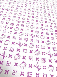 Light Purple Hello Kitty LV Vinyl Leather Fabric for Handmade Sneakers Custom Nail