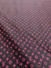 Load image into Gallery viewer, Black Pink Hello Kitty Vinyl Faux Leather Fabric for Handmade DIY Crafts Sneakers Nail Panel