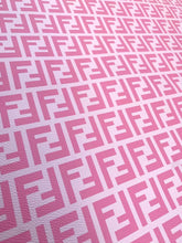 Load image into Gallery viewer, Pink Fendi FF Faux Leather Fabric for Custom Sneakers Handmade Crafts Sewing Car Upholstery