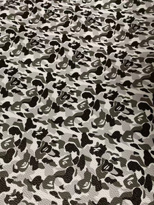 Black White Bape Vinyl Faux Leather Designer Fabric for Bape Custom Sneaker
