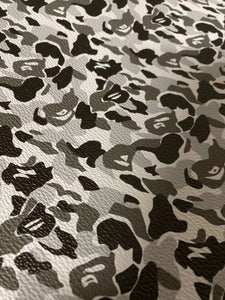 Black White Bape Vinyl Faux Leather Designer Fabric for Bape Custom Sneaker