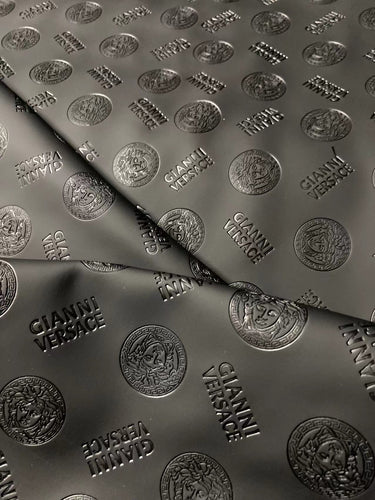 Black Embossed Versace Premium Quality Leather Designer Fabric