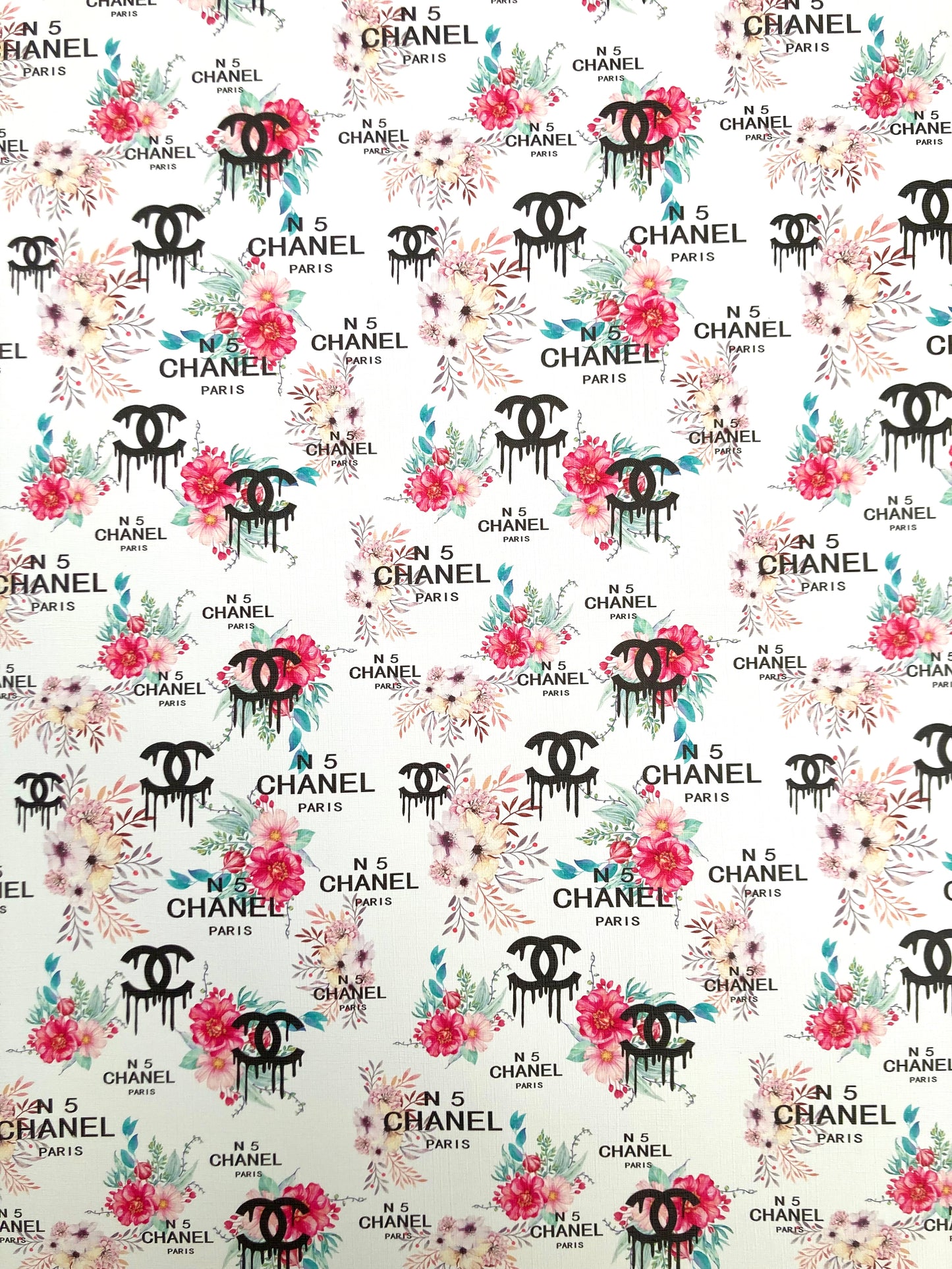 Chanel N5 Paris Custom Vinyl Leder Stoff Verkauft pro Yard für DIY Nähen Polsterung