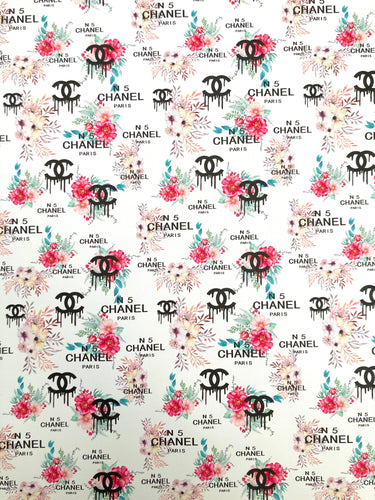 Chanel N5 Paris Custom Vinyl Leather Fabric Sold by Yard for DIY Sewing Upholstery