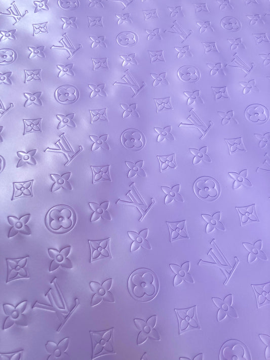 Custom Vinyl Light Purple Lv Embossed Leather Fabric for Sneakers DIY Upholstery