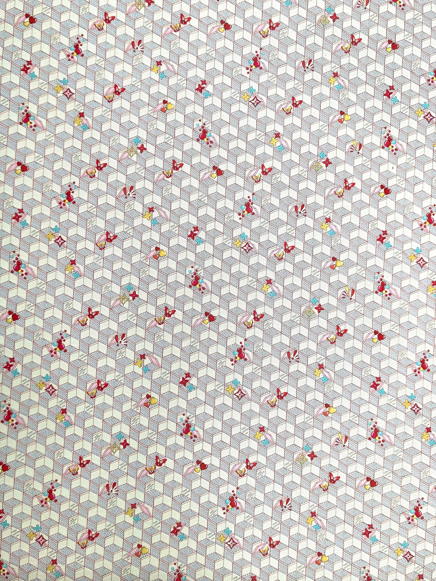 Designer Vinyl Cartoon LV Damier Leather Fabric for DIY Sewing Crafts