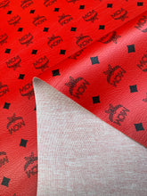 Load image into Gallery viewer, Handmade Bag Material Pure Red MCM Vinyl for DIY Custom Sneakers Upholstery