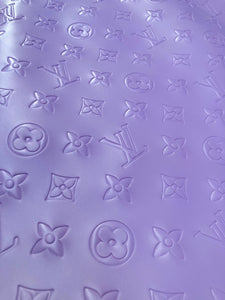 Custom Vinyl Light Purple Lv Embossed Leather Fabric for Sneakers DIY Upholstery