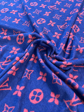 Load image into Gallery viewer, Vivid Blue Pink Louis Vuitton Beach Towel Fabric Terry Cotton for Handmade DIY Sewing