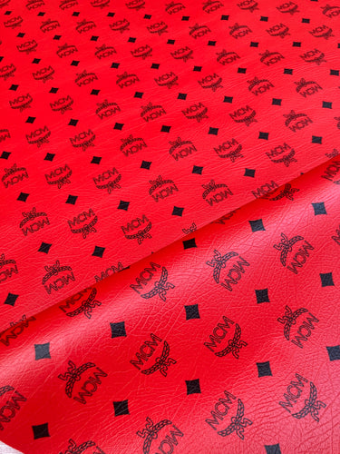 Handmade Bag Material Pure Red MCM Vinyl for DIY Custom Sneakers Upholstery