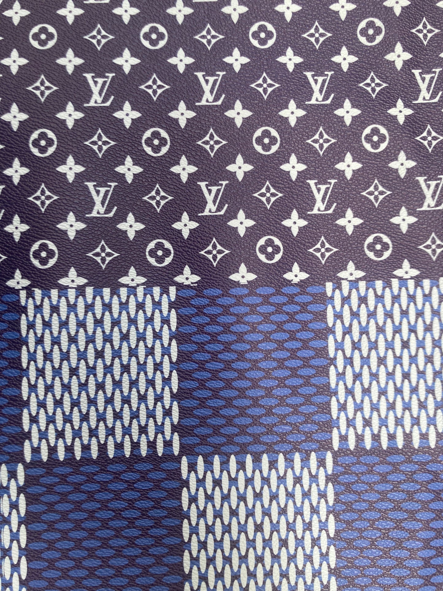 Tissu en cuir monogramme LV en vinyle bleu marine pour baskets personnalisées DIY