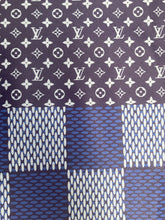 Load image into Gallery viewer, Navy LV Vinyl Damier Monogram Leather Fabric for Custom Sneakers DIY