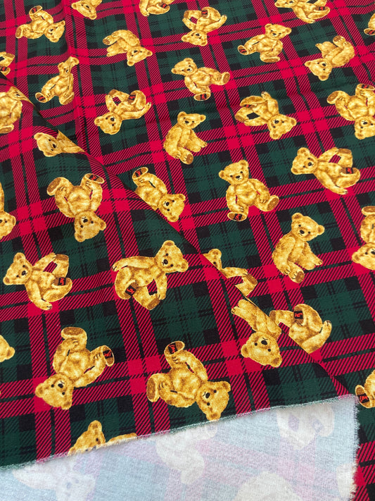 Christmas Gift Fabric Bear Check DIY Crafts Handmade Cotton Fabric for Sewing