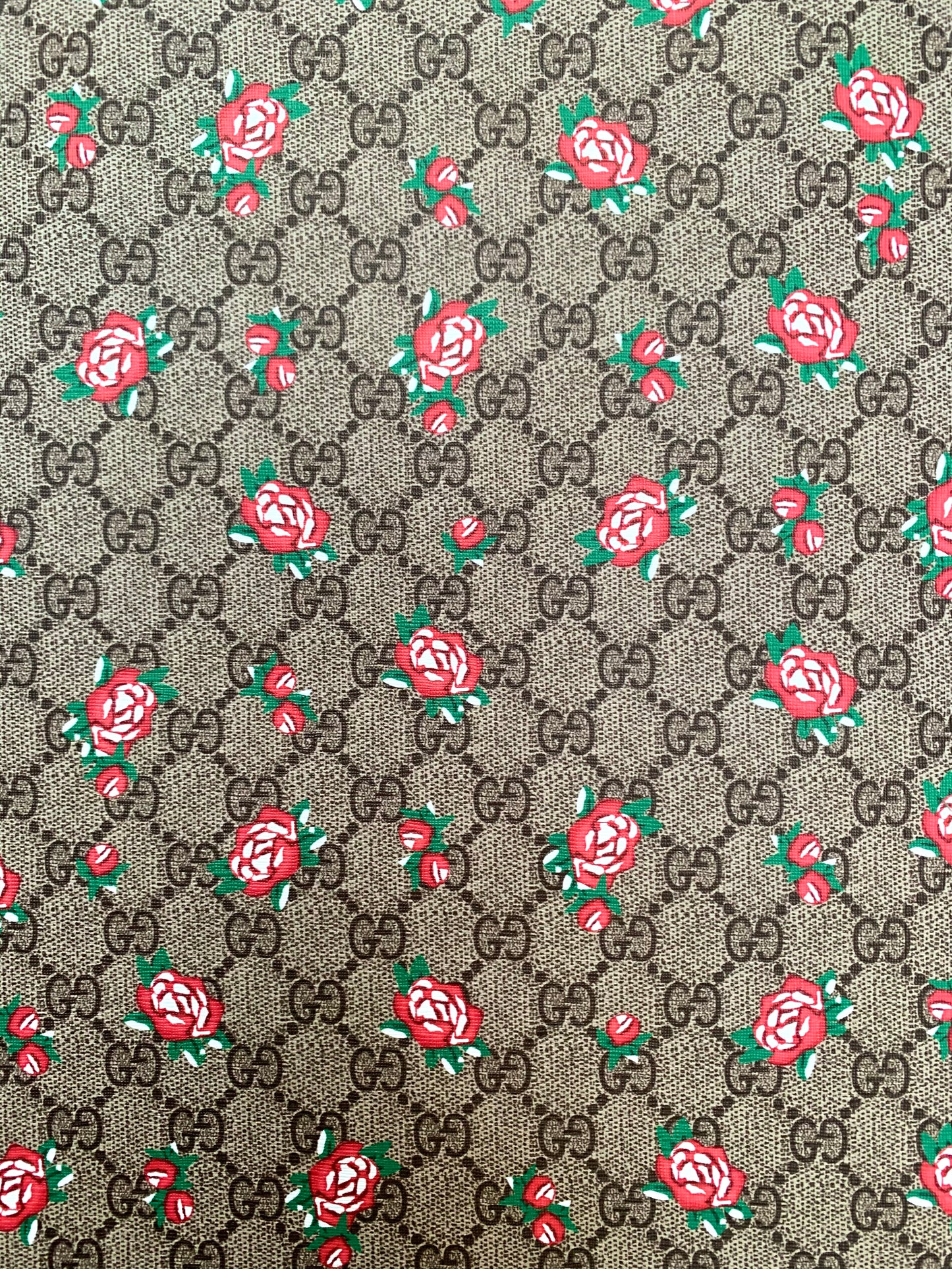 Maßgeschneiderter Designer-Lederstoff mit Blumenmuster und Gucci-Print für Turnschuhe, Basteln, Nähen