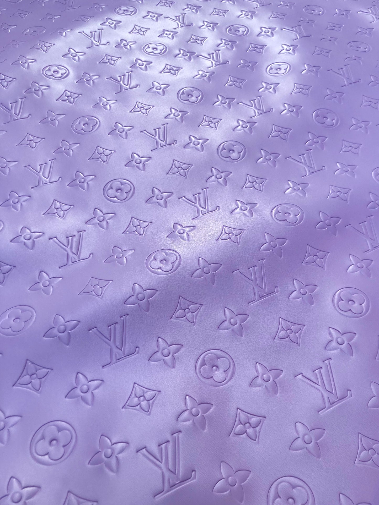 Custom Vinyl Light Purple Lv Embossed Leather Fabric for Sneakers DIY Upholstery