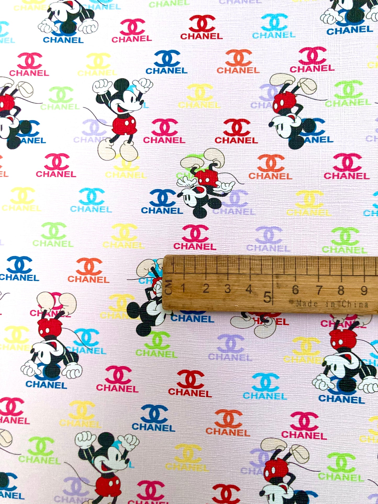 Cartoon Mickey Stoff Chanel Leder Vinyl für individuelle DIY Handwerk Geschenk Polsterung