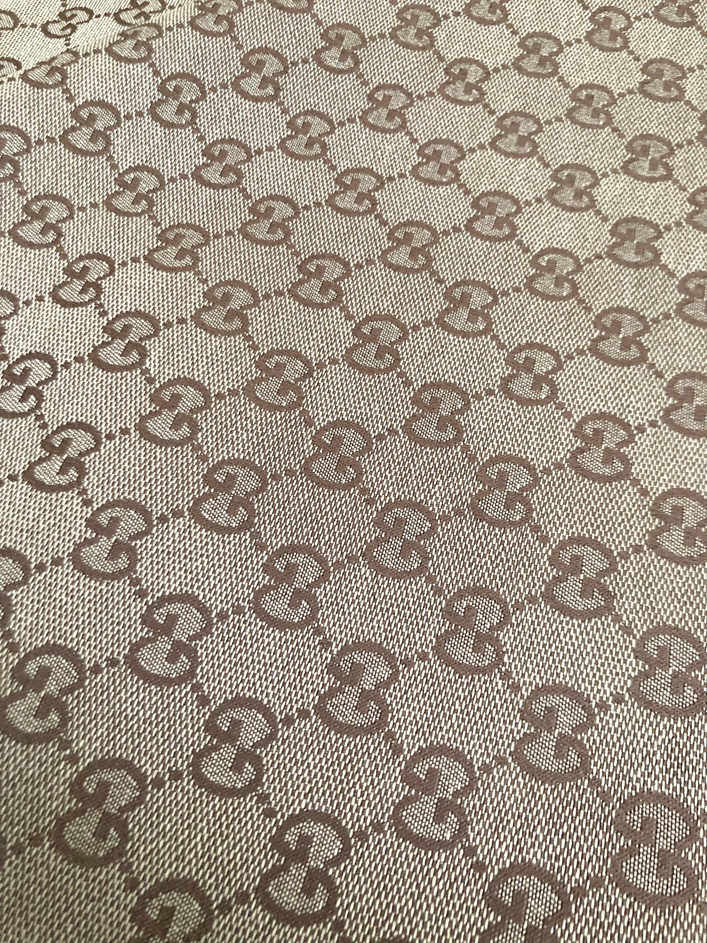 Tissu jacquard de créateur Gucci GG marron classique pour couture personnalisée