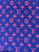 Load image into Gallery viewer, Vivid Blue Pink Louis Vuitton Beach Towel Fabric Terry Cotton for Handmade DIY Sewing