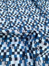 Load image into Gallery viewer, Sewing Custom Blue Damier Camouflage LV Cotton Fabric for DIY Apparel Suit