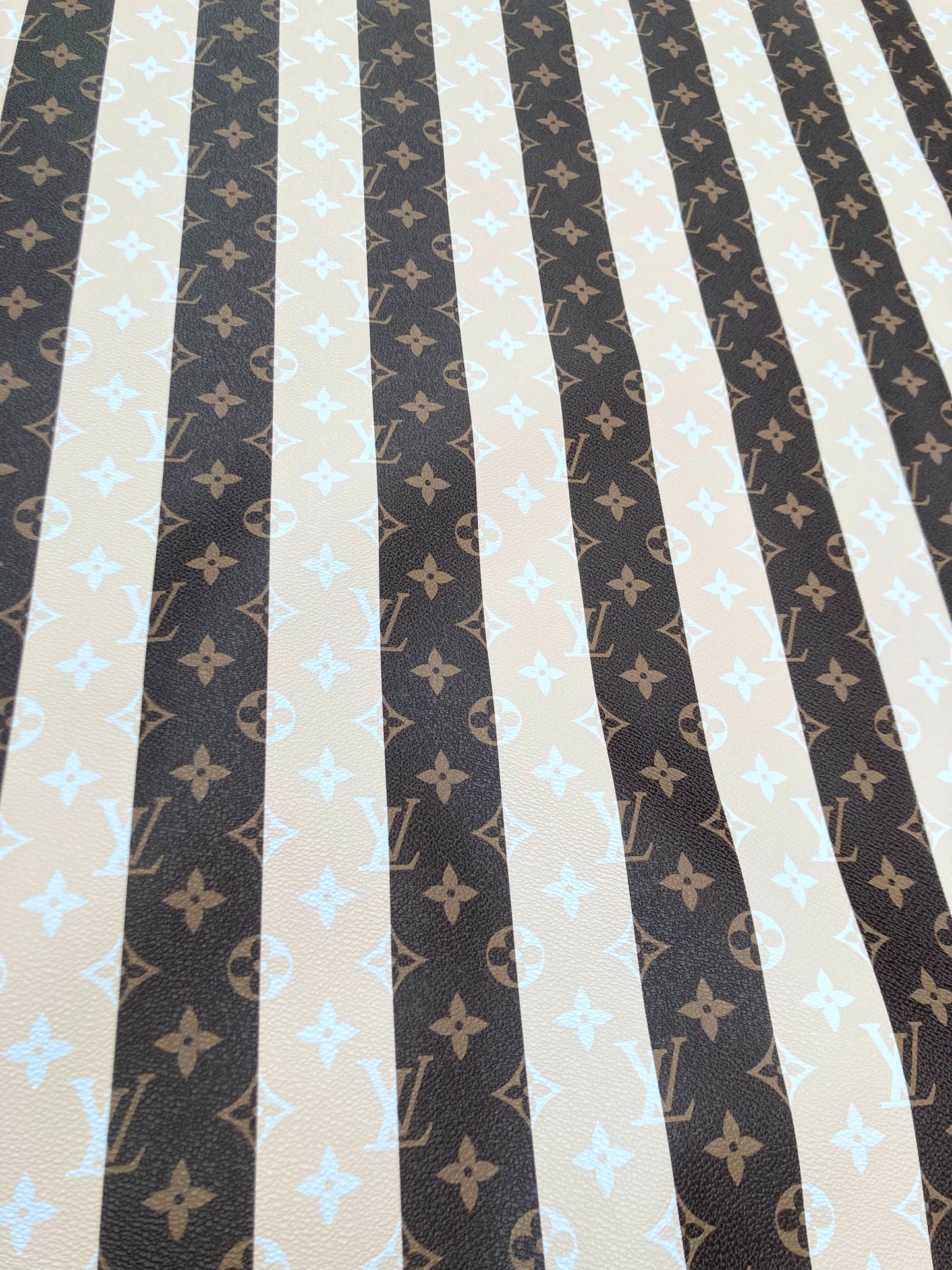 Custom LV Vinyl Stripe Rayer Designer Leather for DIY Crafts Handmade Upholstery Sewing