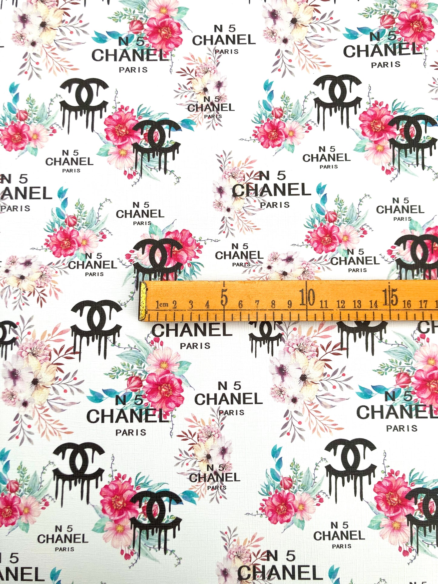 Chanel N5 Paris Custom Vinyl Leather Fabric Sold by Yard for DIY Sewing Upholstery