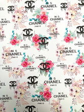 Load image into Gallery viewer, Chanel N5 Paris Custom Vinyl Leather Fabric Sold by Yard for DIY Sewing Upholstery