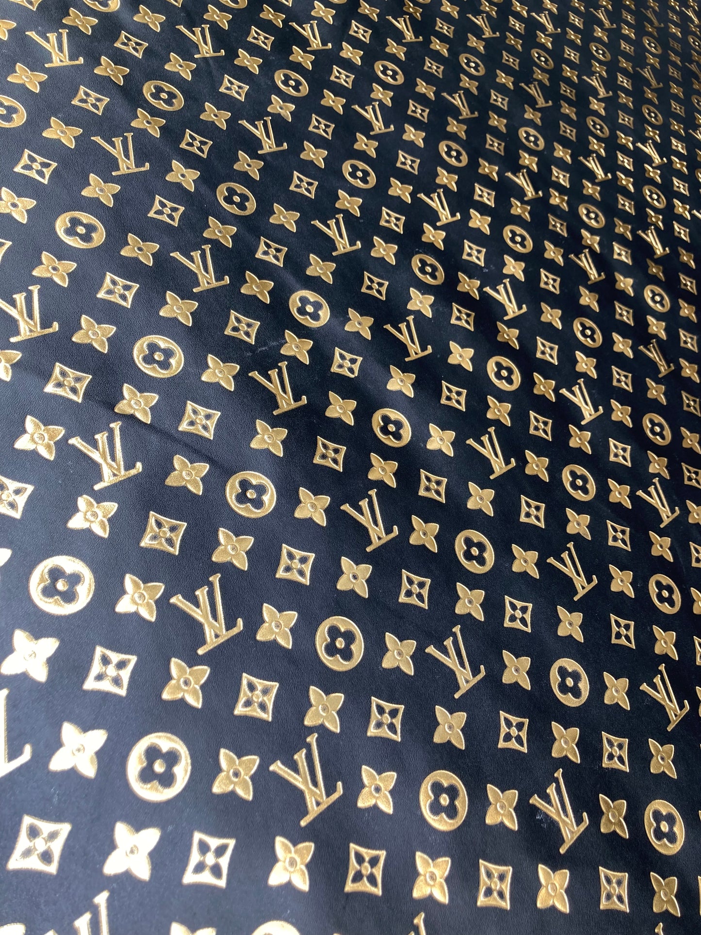 Premium Golden Embossed LV Soft Leather for Custom Sewing DIY