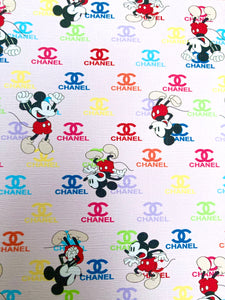 Cartoon Mickey Fabric Chanel Leather Vinyl for Custom DIY Crafts Gift Upholstery