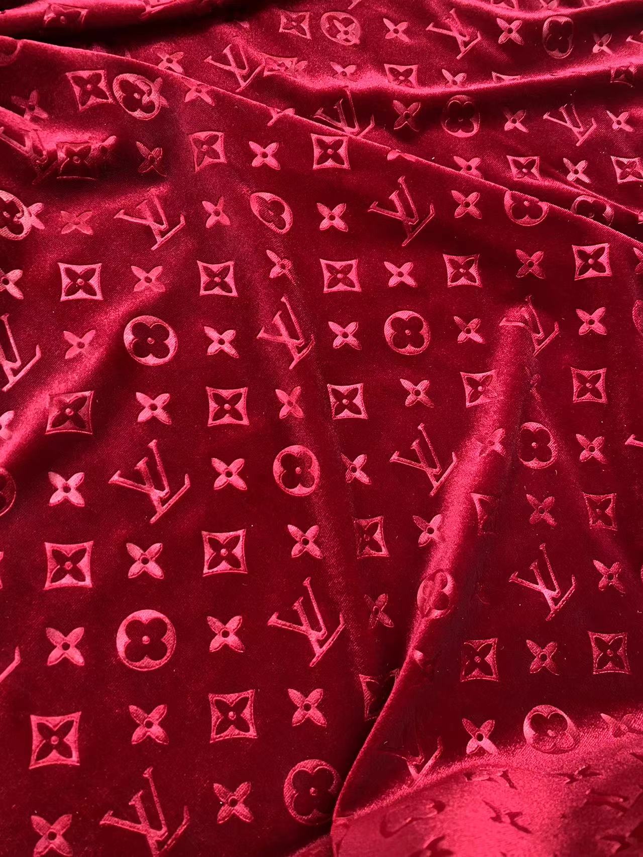 Burgundy Louis Vuitton LV Velvet Fabric