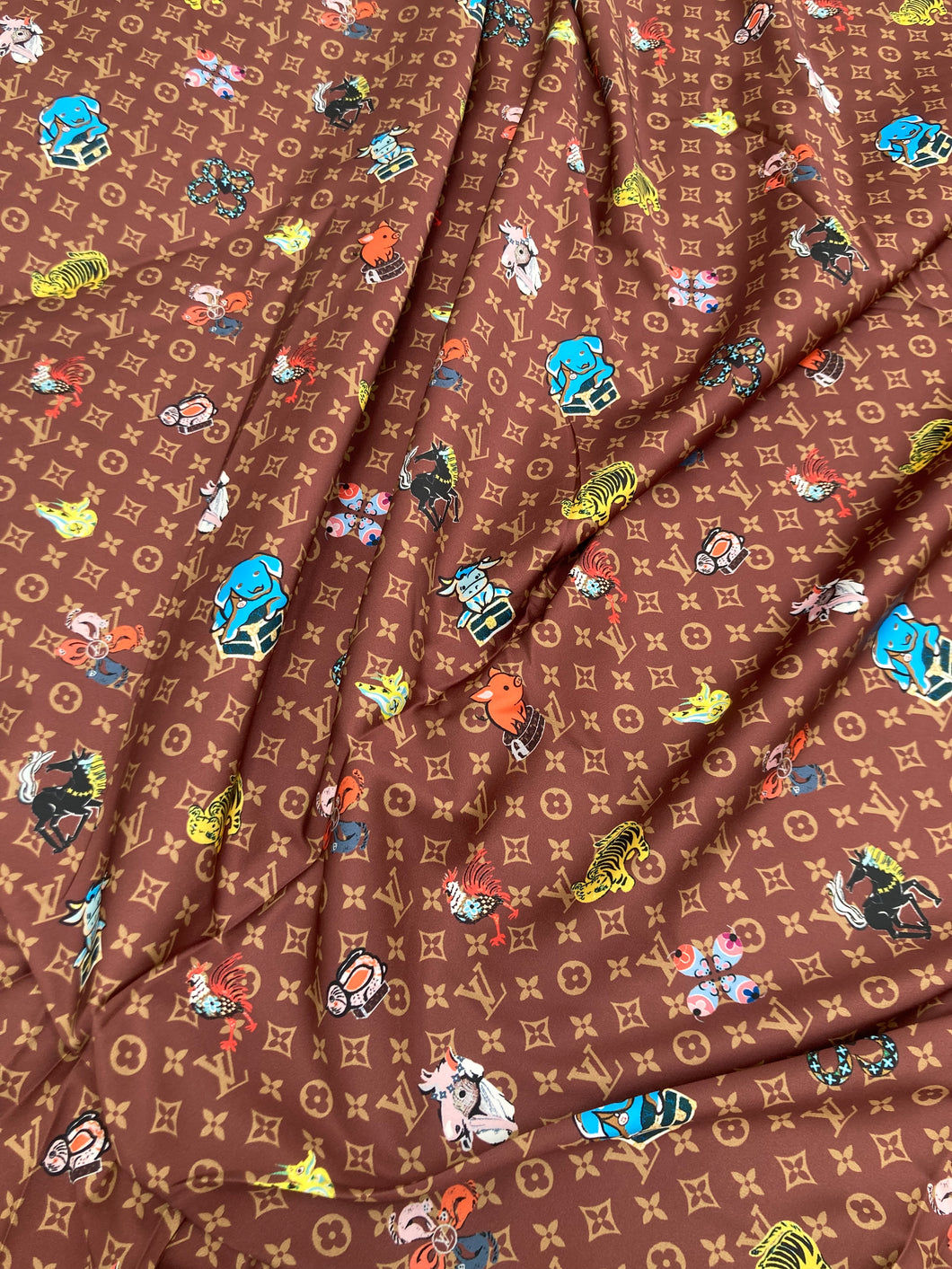 Classic LV Satin Fabric for Sewing Handmade DIY Bag Lining Pajama Fabric Sold by Yard