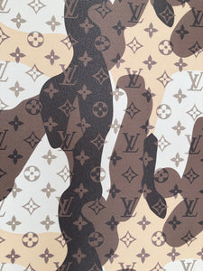 Custom Leather Brown Camouflage LV Monogram for DIY Sewing Sneakers