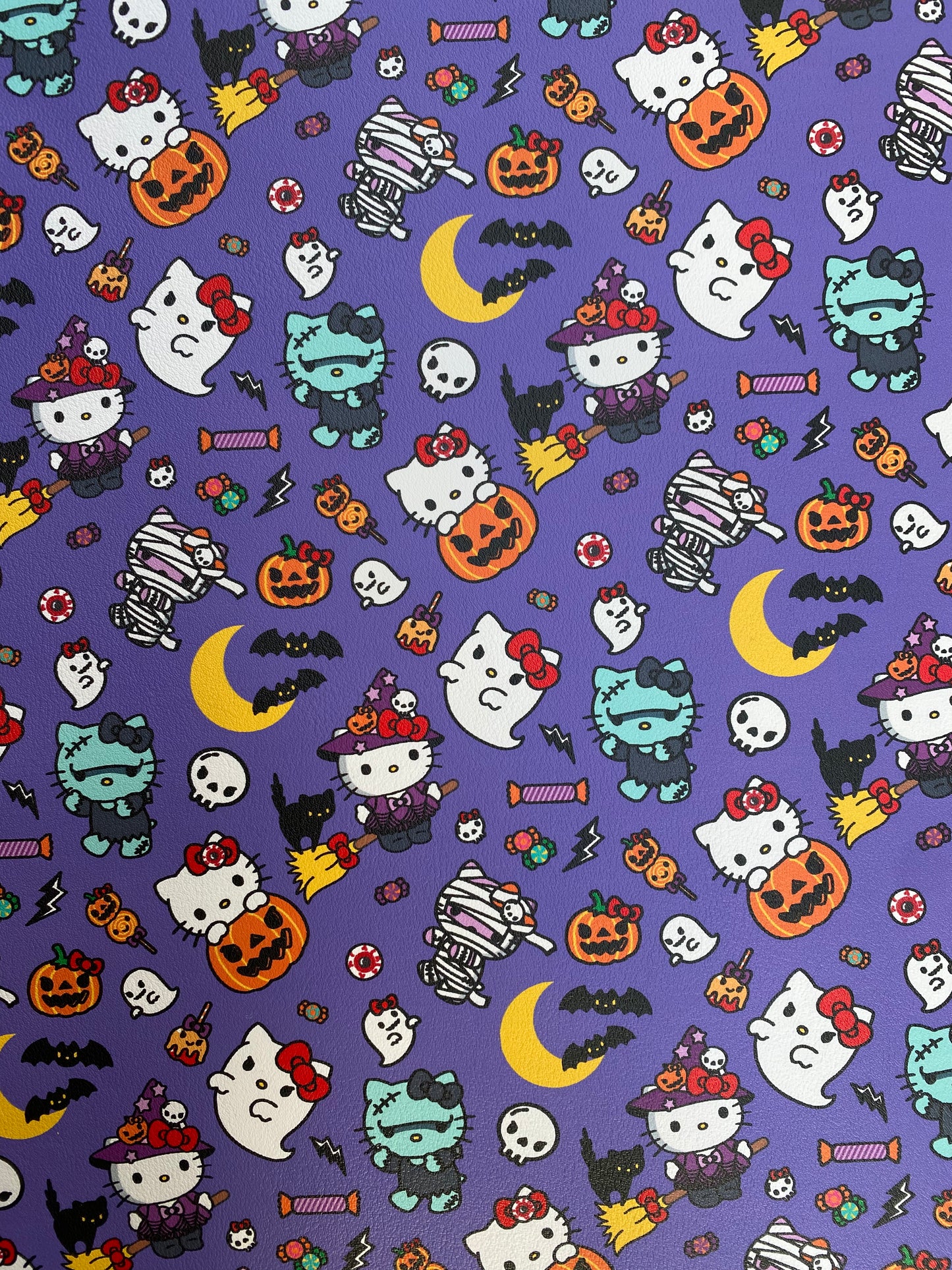 Tissu en similicuir pour costumes d'Halloween Hello Kitty pour baskets de bricolage