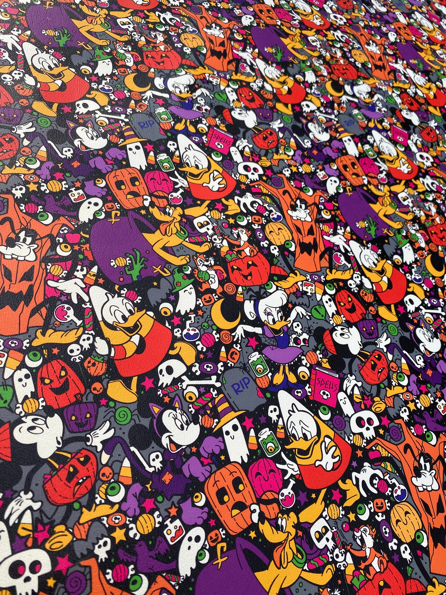 Tissu en similicuir Donald Duck Halloween Ghost pour travaux manuels faits à la main