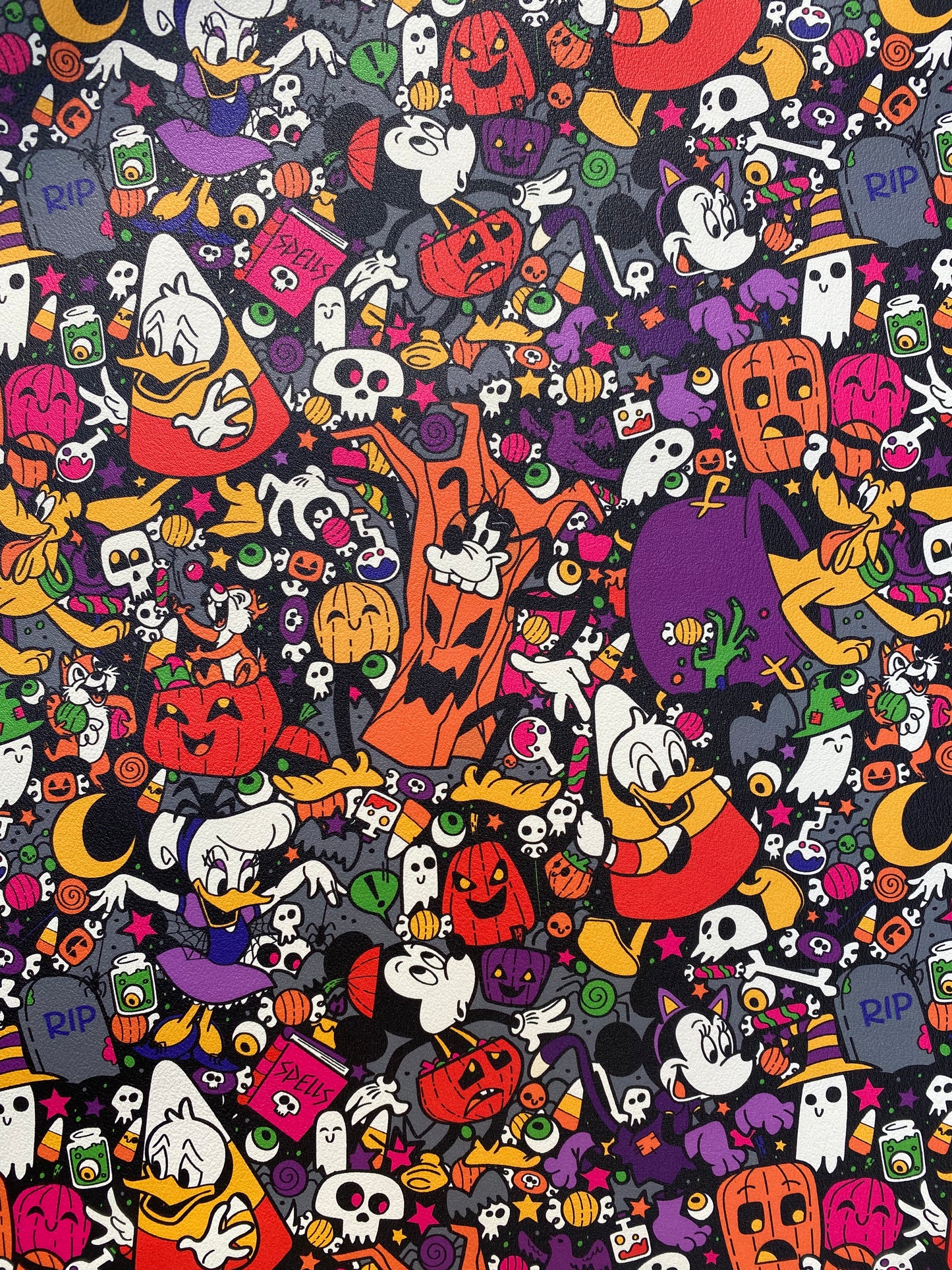 Donald Duck Halloween Ghost Faux Leather Fabric for Handmade DIY Crafts