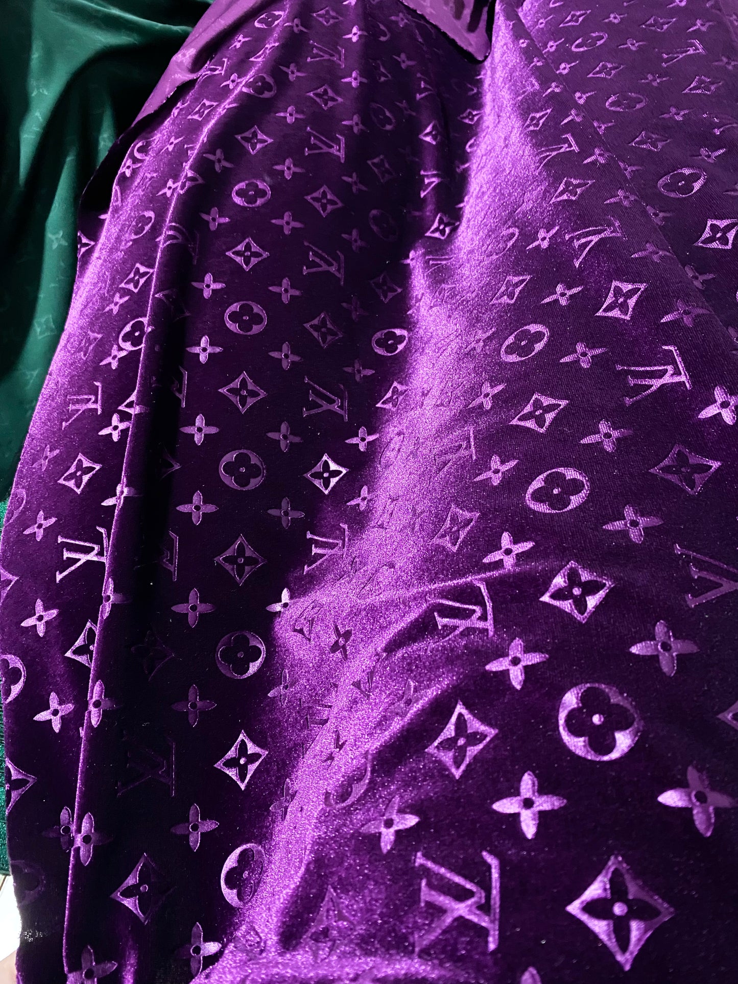 Elegant Mystery Purple Louis Vuitton Velvet Fabric for Handmade DIY Crafts Sneakers