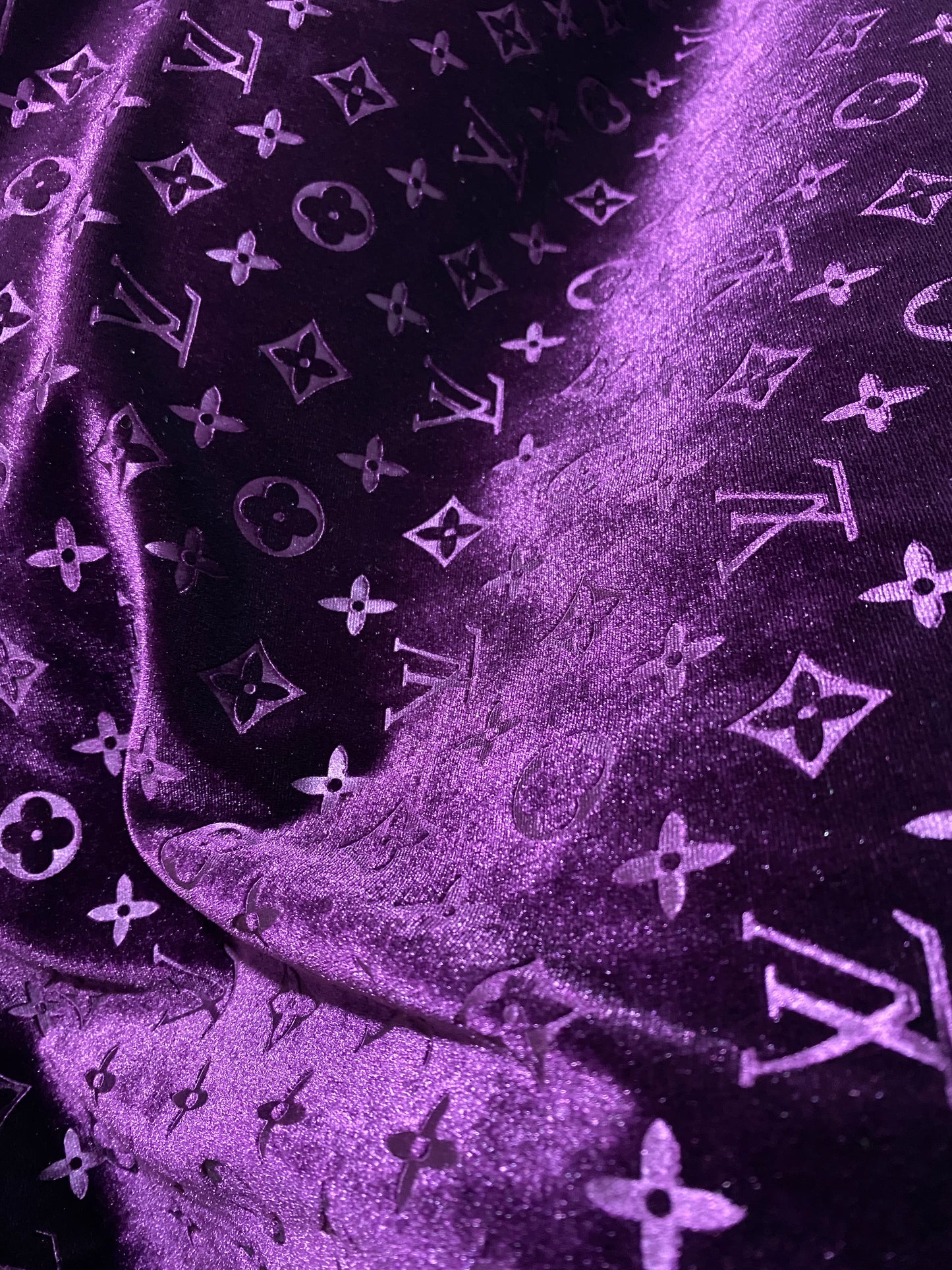 Elegant Mystery Purple Louis Vuitton Velvet Fabric for Handmade DIY Crafts Sneakers