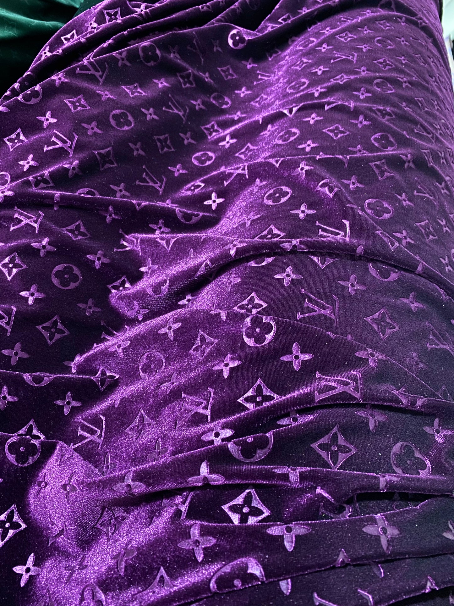 Elegant Mystery Purple Louis Vuitton Velvet Fabric for Handmade DIY Crafts Sneakers