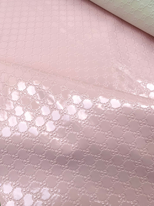 Light Pink Gucci Mirror Embossed Vinyl Custom Leather Fabric for Sneakers DIY Crafts Sewing