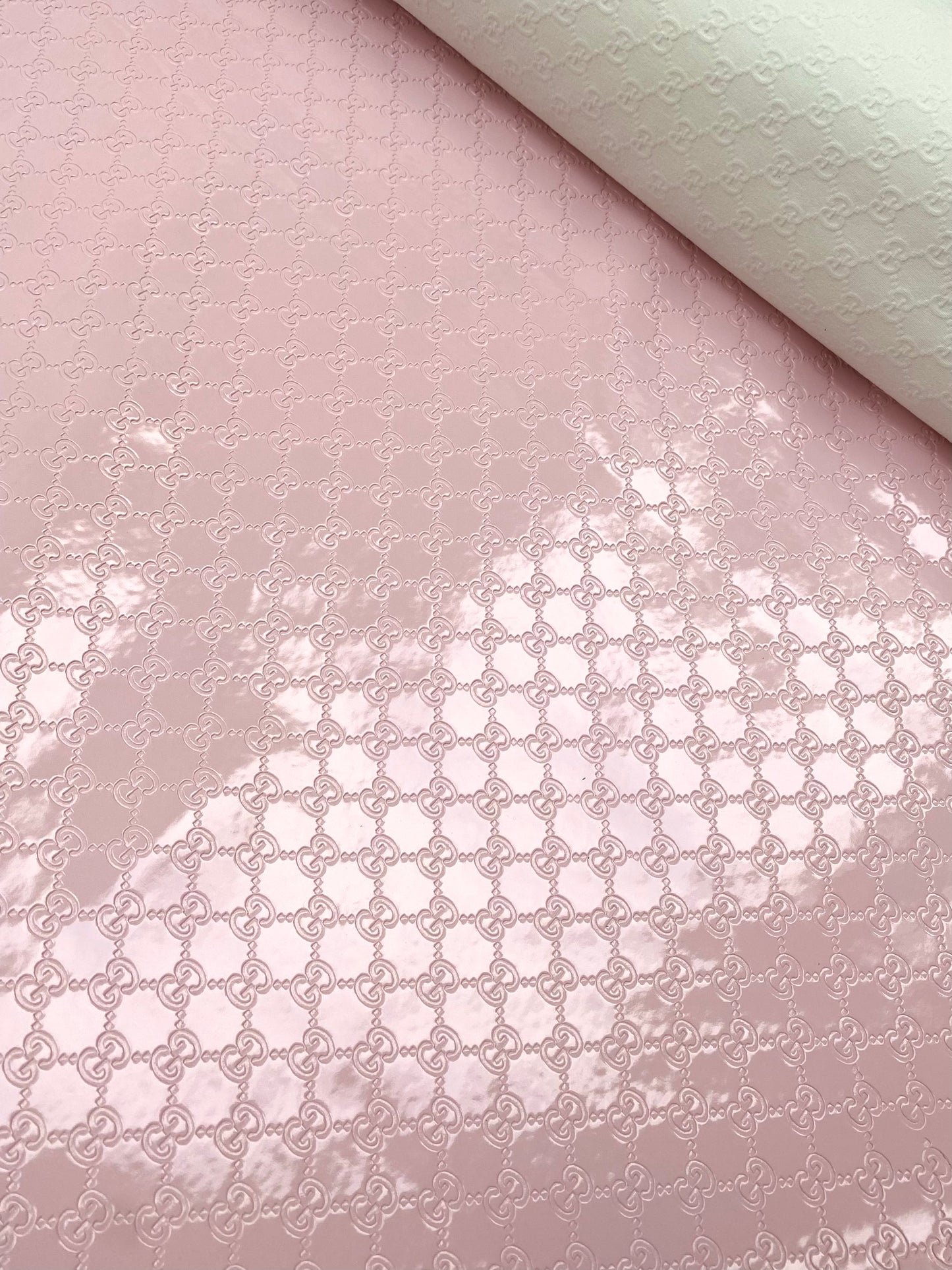 Light Pink Gucci Mirror Embossed Vinyl Custom Leather Fabric for Sneakers DIY Crafts Sewing