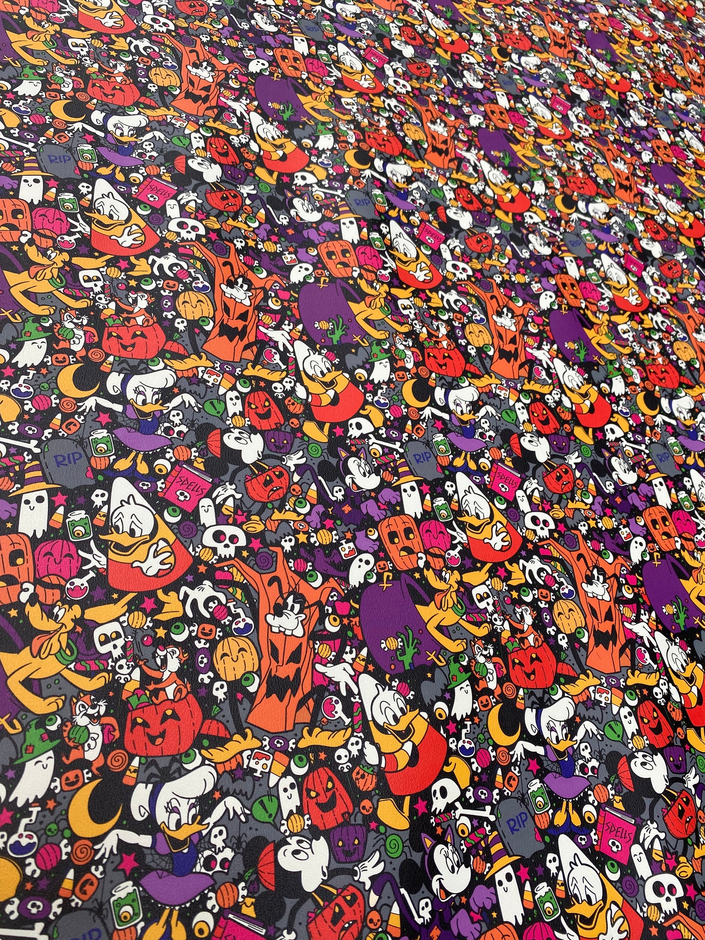 Cartoon Disney Fabric Halloween Leather for Custom Sneakers Handmade Upholstery DIY Furniture Upholstery