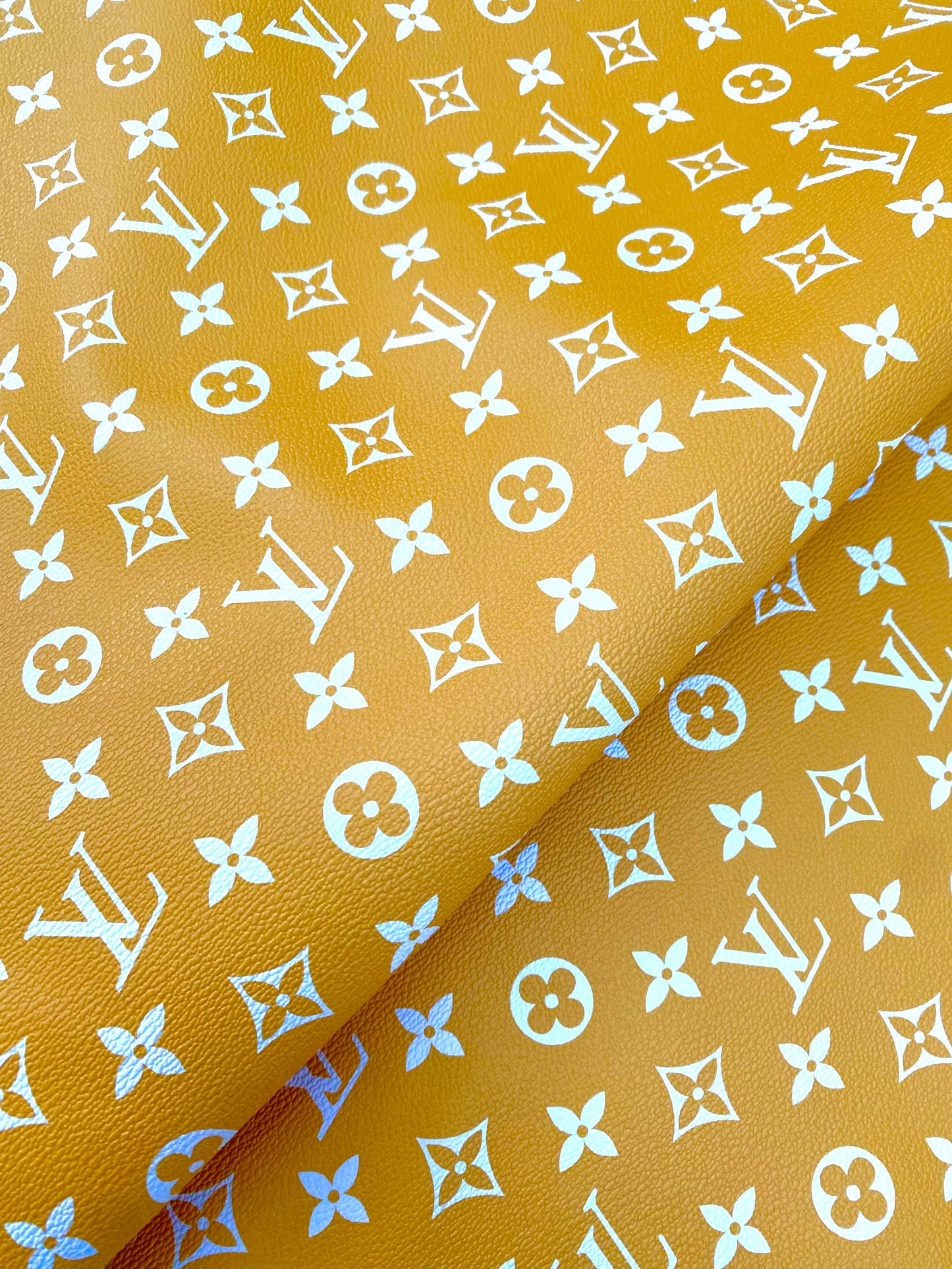 Gelbes Louis Vuitton LV Stoff-Leder-Monogramm für handgemachtes DIY-Nähen