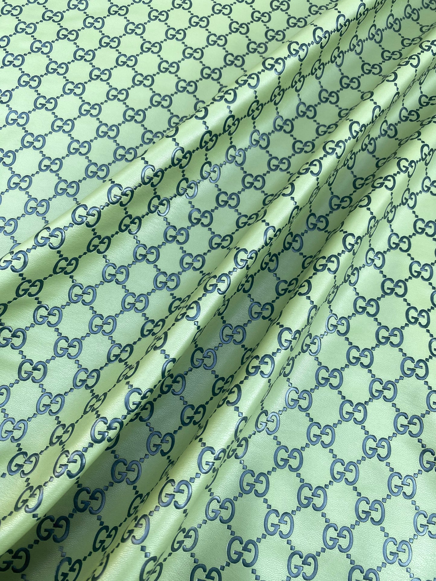 Green Gucci Embossed Napa Leather for Handmade Car Seat Upholstery Custom