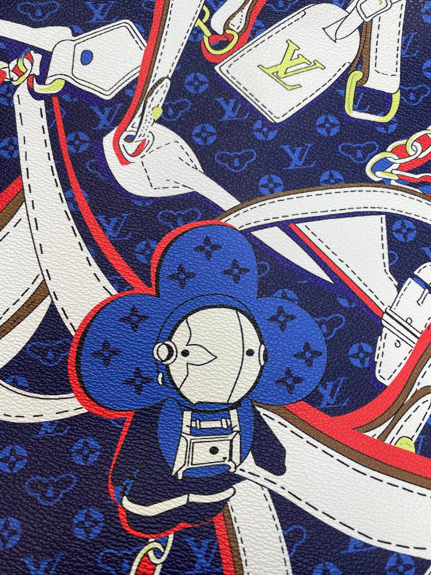 Tissu de dessin animé Louis Vuitton LV pour sac personnalisé fait à la main, baskets, rembourrage de voiture