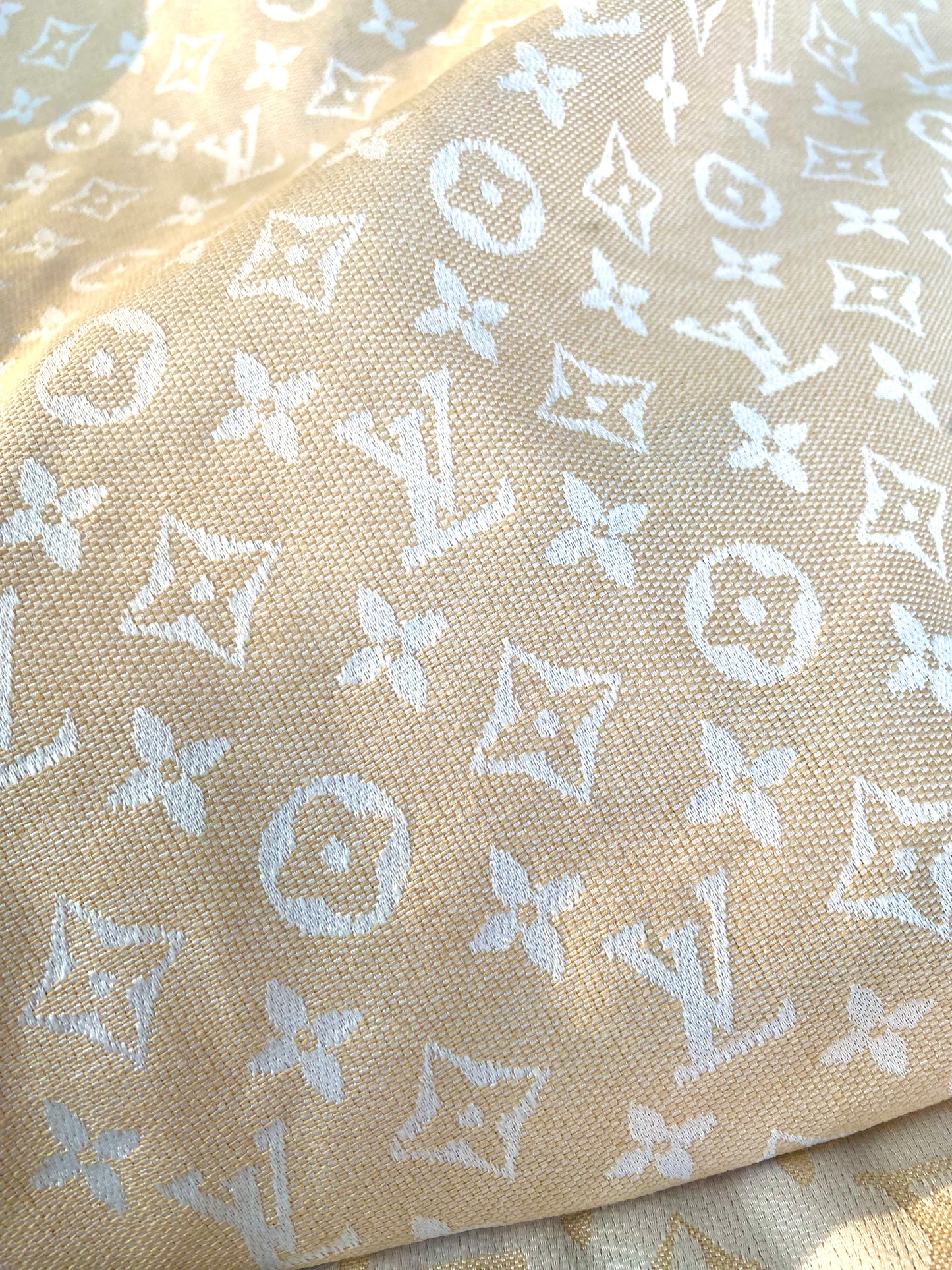 Ivory Woven Louis Vuitton Fabric for Handmade Custom Clothing Sofa Furniture Upholstery