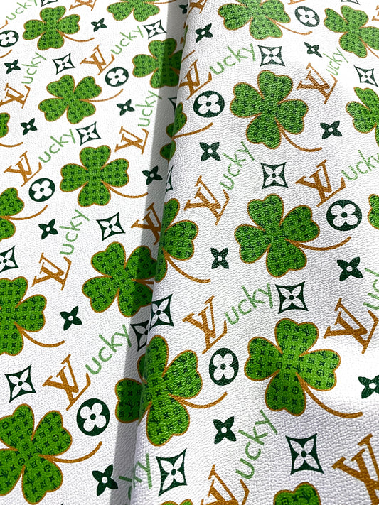 Nouveau tissu vinyle en cuir Louis Vuitton LV Lucky Clover pour vêtements personnalisés faits à la main