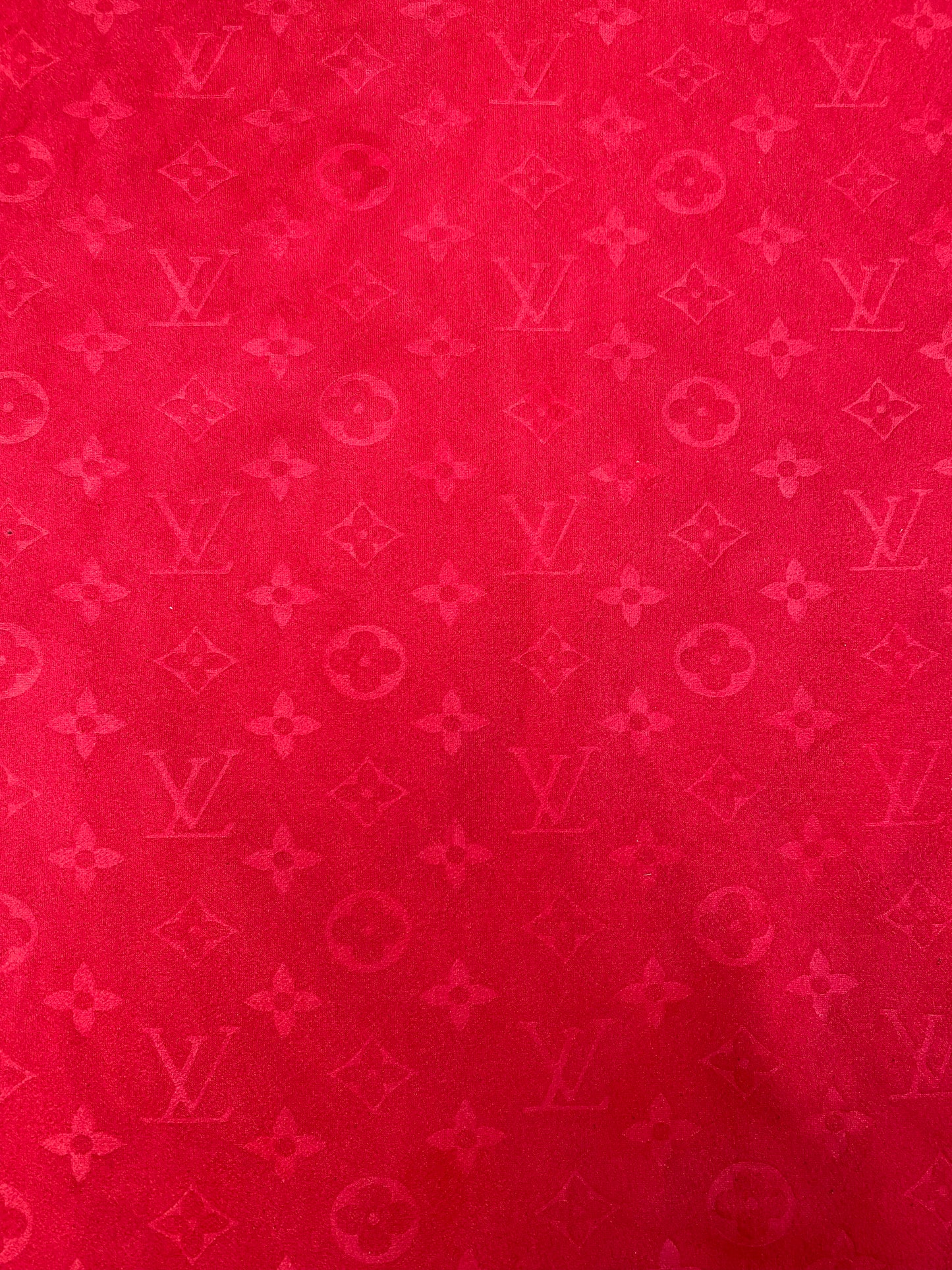 Premium Luxury Red Louis Vuitton LV Suede Fabric for Handmade DIY Sofa Upholstery Car Seats